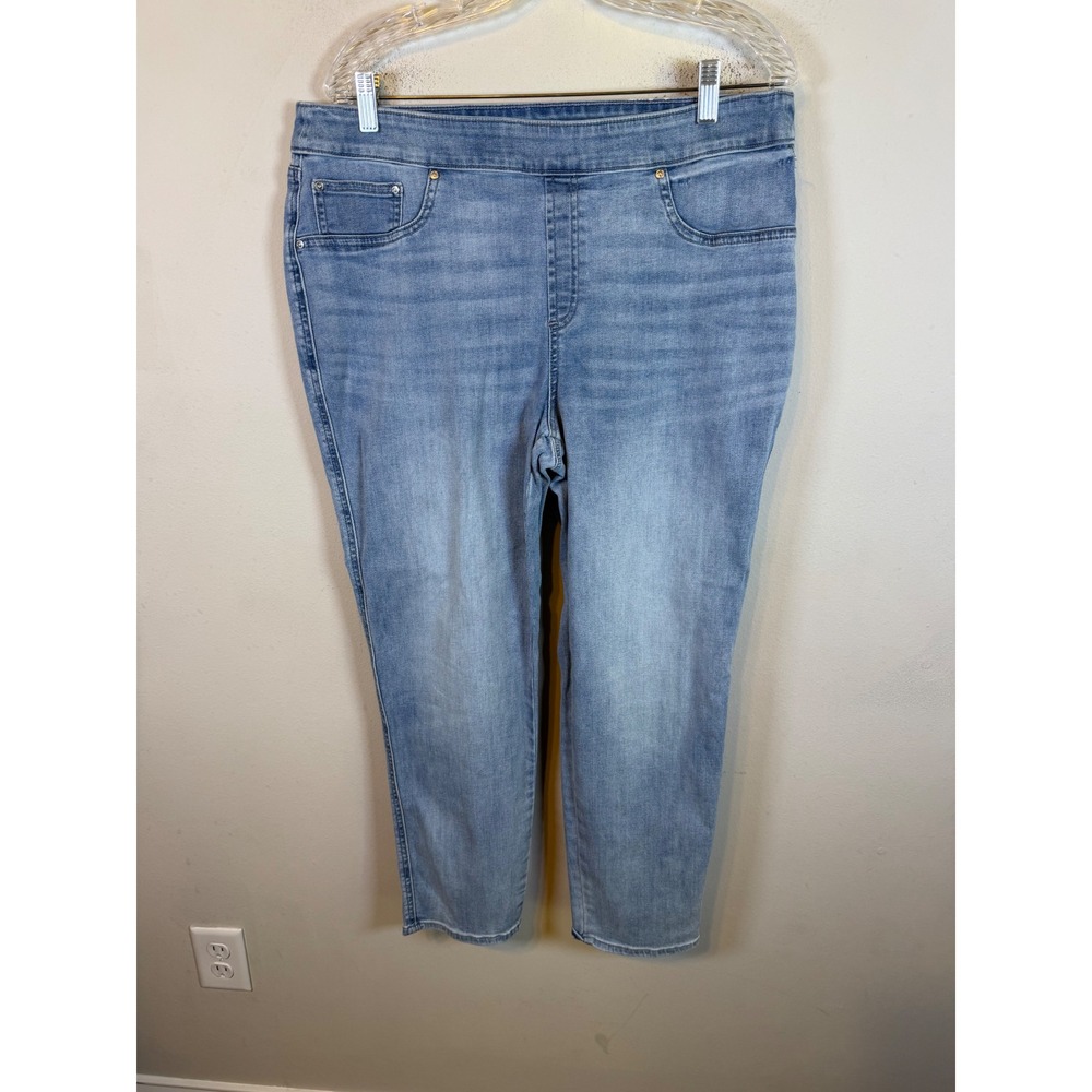 Chico's Women Pull On Jegging Ankle Jeans Light Wash Blue Size 14R 2.5R